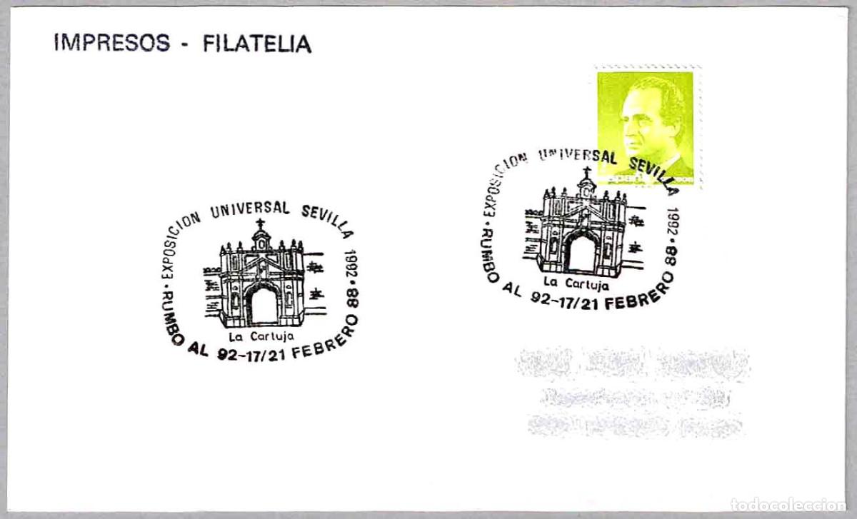 Sellos: Matasellos RUMBO AL 92 - EXP. UNIVERSAL SEVILLA 1992. Sevilla, Andalucia, 1988