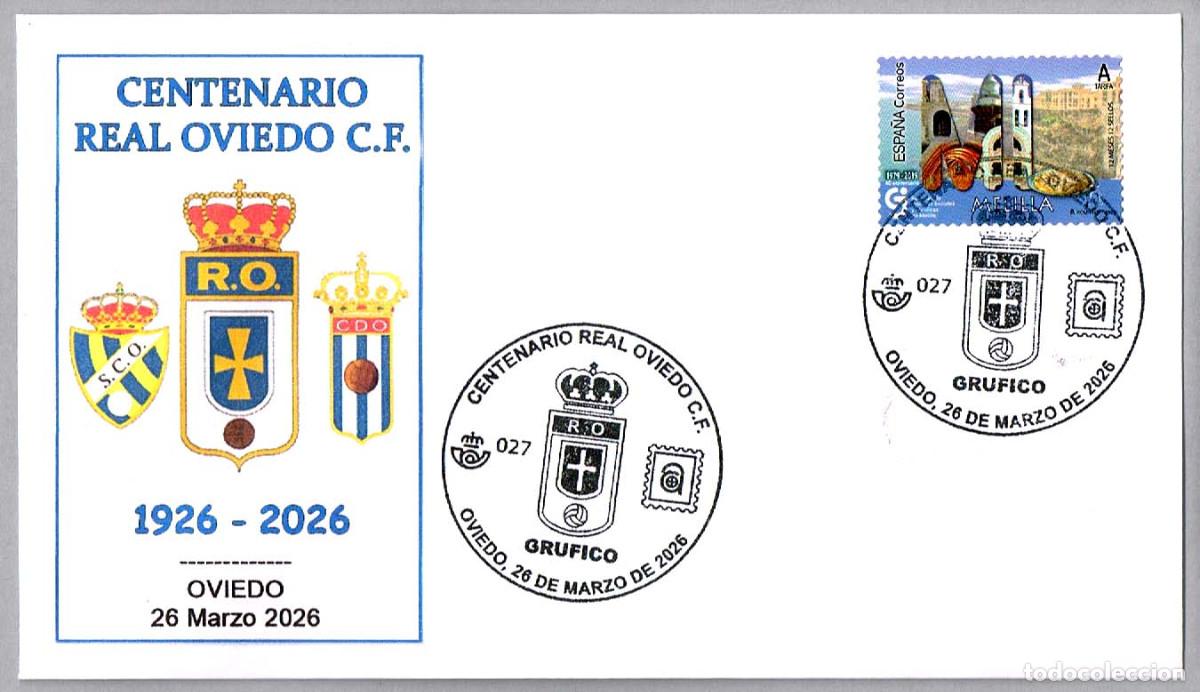 Sellos: Matasellos CENTENARIO REAL OVIEDO C.F. - FUTBOL. Oviedo, Asturias, 2026