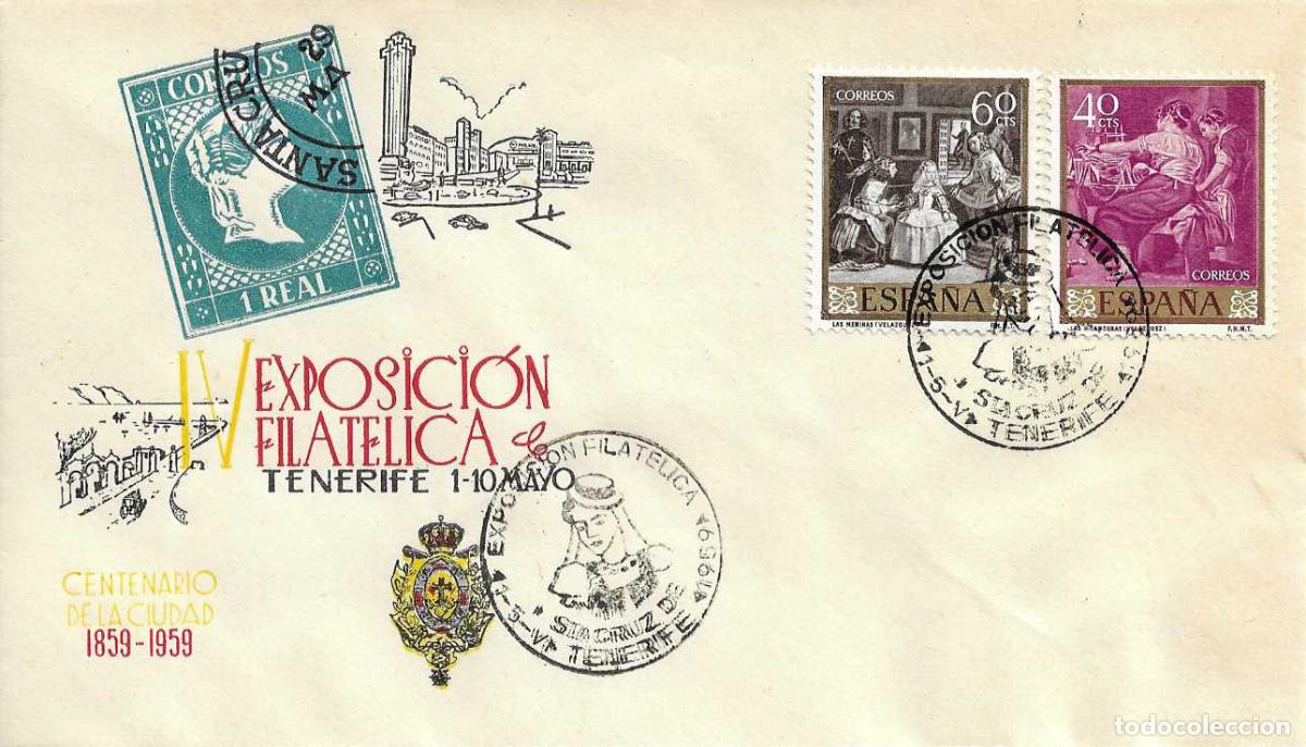 Sellos: CENTENARIO CIUDAD IV EXPOSICION SANTA CRUZ DE TENERIFE (CANARIAS) 1959 MATASELLOS SOBRE SIN CIRCULAR