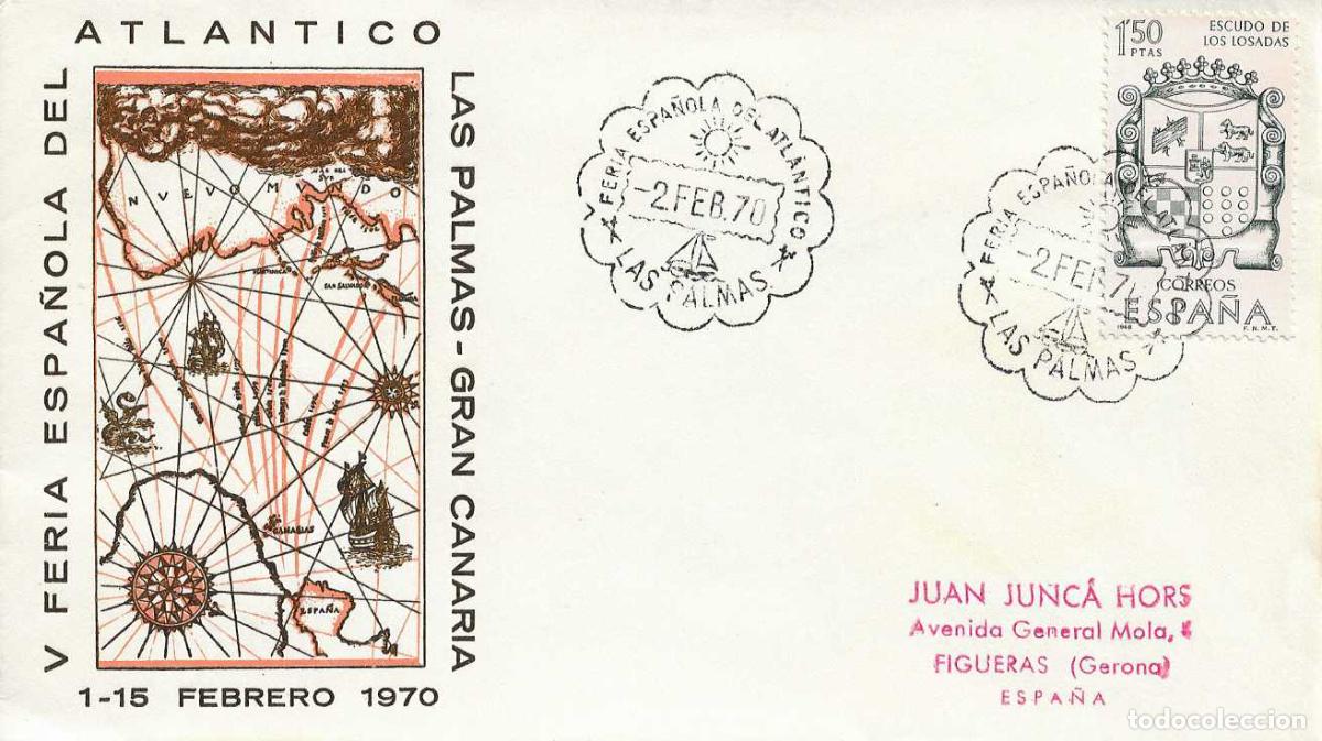 Sellos: BARCOS FERIA ESPA&Ntilde;OLA DEL ATLANTICO LAS PALMAS (CANARIAS) 2 FEBRERO 1970 MATASELLOS SOBRE ALFIL RARO