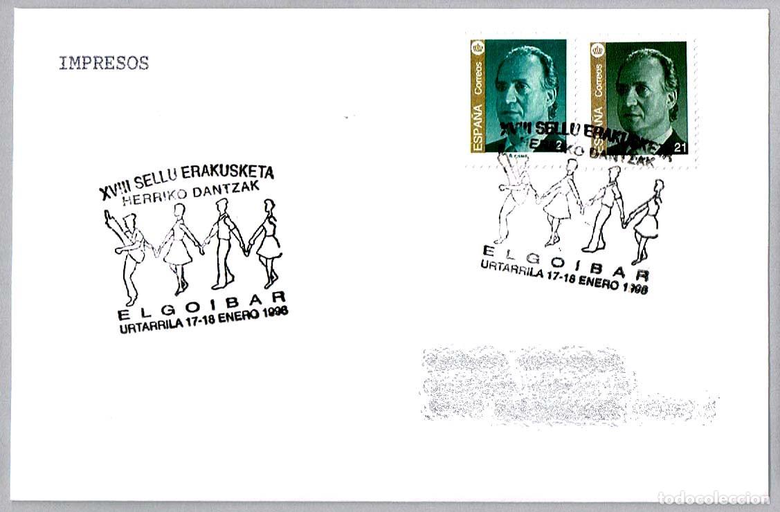 Sellos: Matasellos EXP.FIL. DANZAS VASCAS - HERRIKO DANTZAK. Elgoibar, Guipuzcoa, 1998