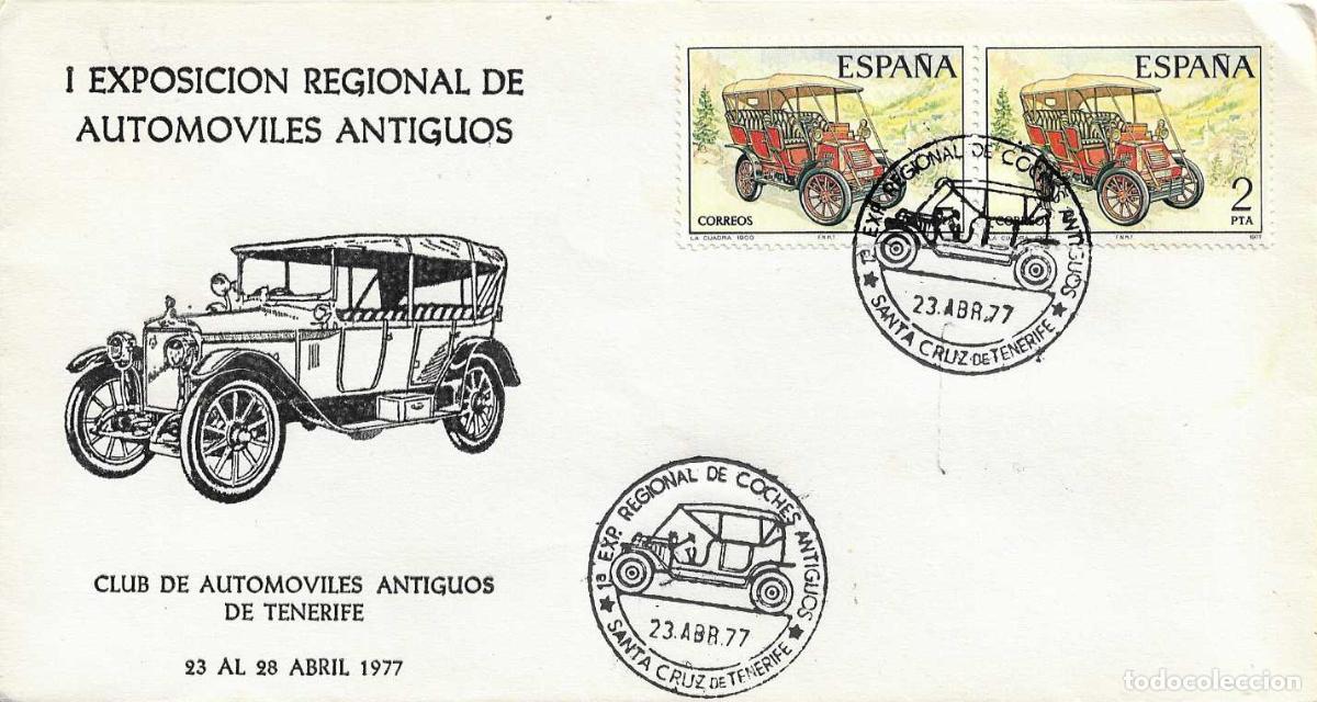 Sellos: AUTOMOVILES COCHES ANTIGUOS EXPOSICION, SANTA CRUZ DE TENERIFE (CANARIAS) 1977 RARO MATASELLOS SOBRE
