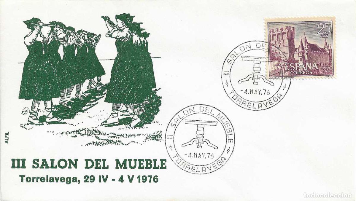 Sellos: III SALON DEL MUEBLE, TORRELAVEGA (SANTANDER CANTABRIA) 1976. RARO MATASELLOS EN SOBRE DE ALFIL