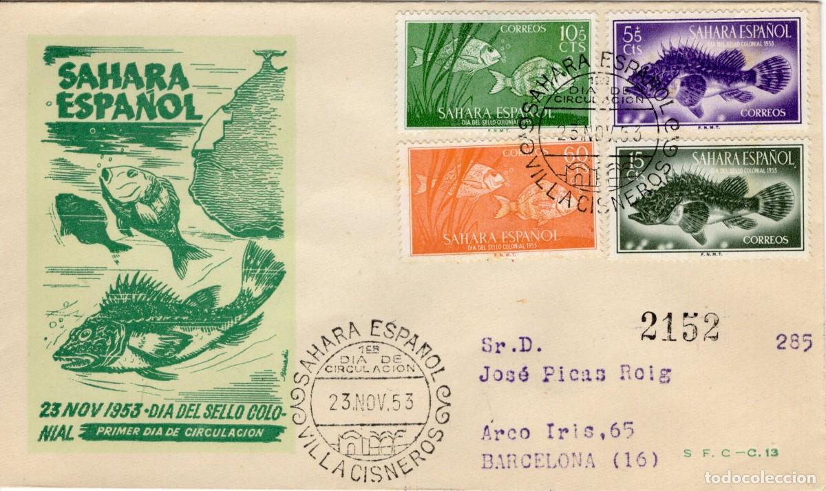 Briefmarken: Sellos DEPENDENCIAS ESPA&Ntilde;OLAS SPD SAHARA a&ntilde;o 1953 circulado y certificado