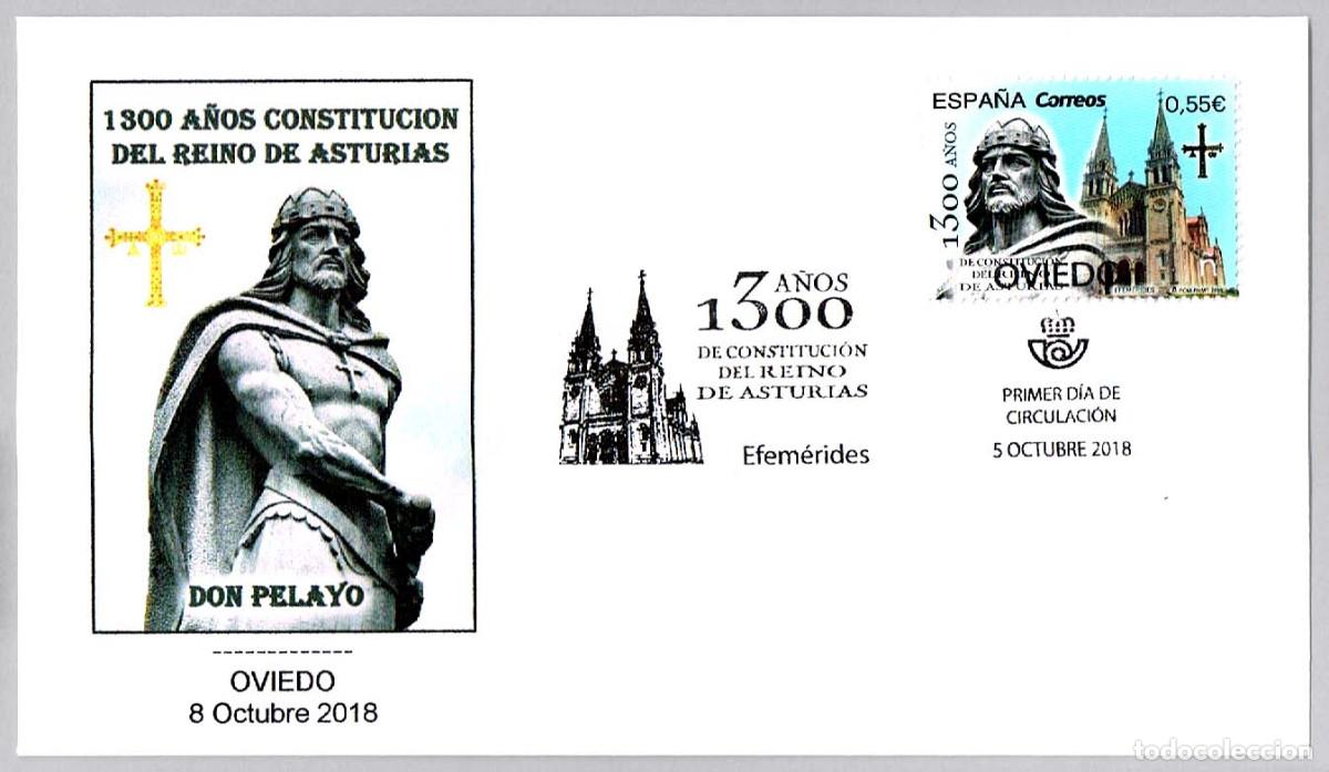 Sellos: Matasellos Primer Dia - 1300 A&Ntilde;OS REINO DE ASTURIAS. Oviedo 2018