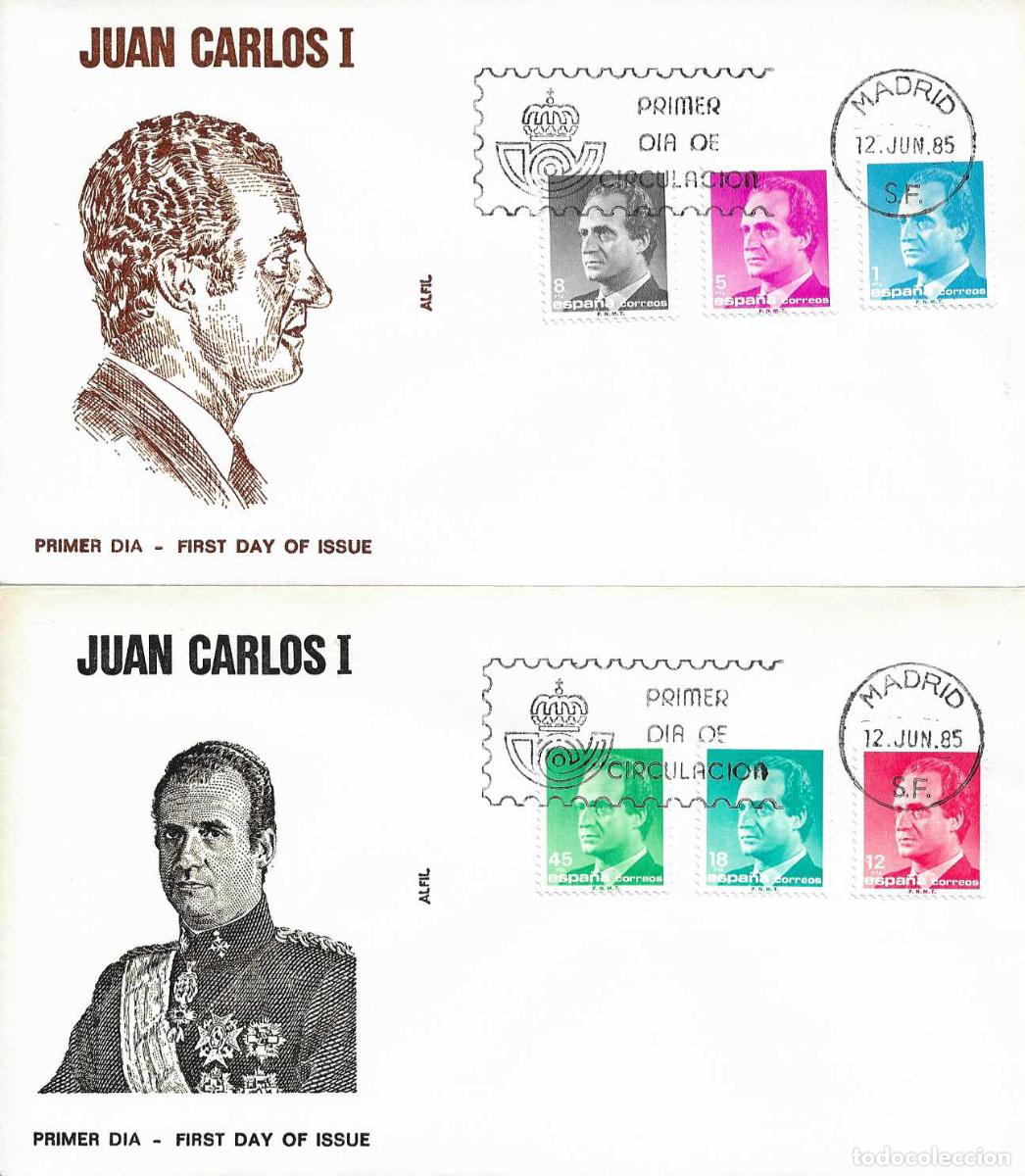 Sellos: SM EL REY DE ESPA&Ntilde;A DON JUAN CARLOS I 1985 (EDIFIL 2794/95 2797/98 2800/01) EN DOS SPD ALFIL MADRID