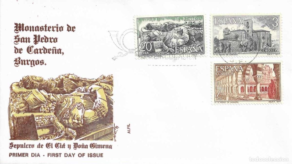 Sellos: SEPULCRO EL CID DO&Ntilde;A GIMENA MONASTERIO SAN PEDRO DE CARDE&Ntilde;A 1977 (EDIFIL 2443/45) EN SPD ALFIL RARO