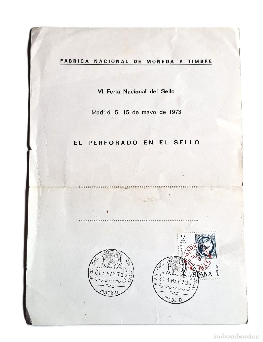 Sellos: HOJA RECUERDO VI FERIA NACIONAL DEL SELLO MADRID 1973 FNMT PRIMER DIA