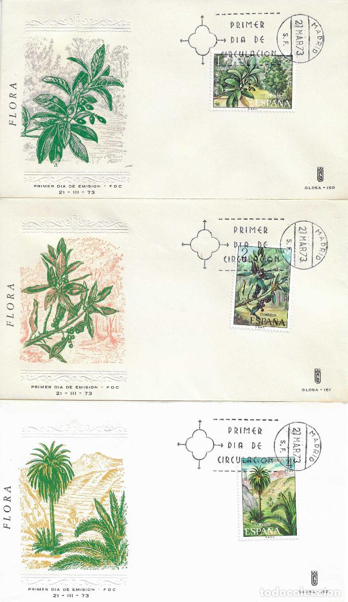 Timbres: FLORA 1973 (EDIFIL 2120/24) EN CINCO SOBRES PRIMER DIA DE GLOSA. BONITOS Y MUY RAROS ASI