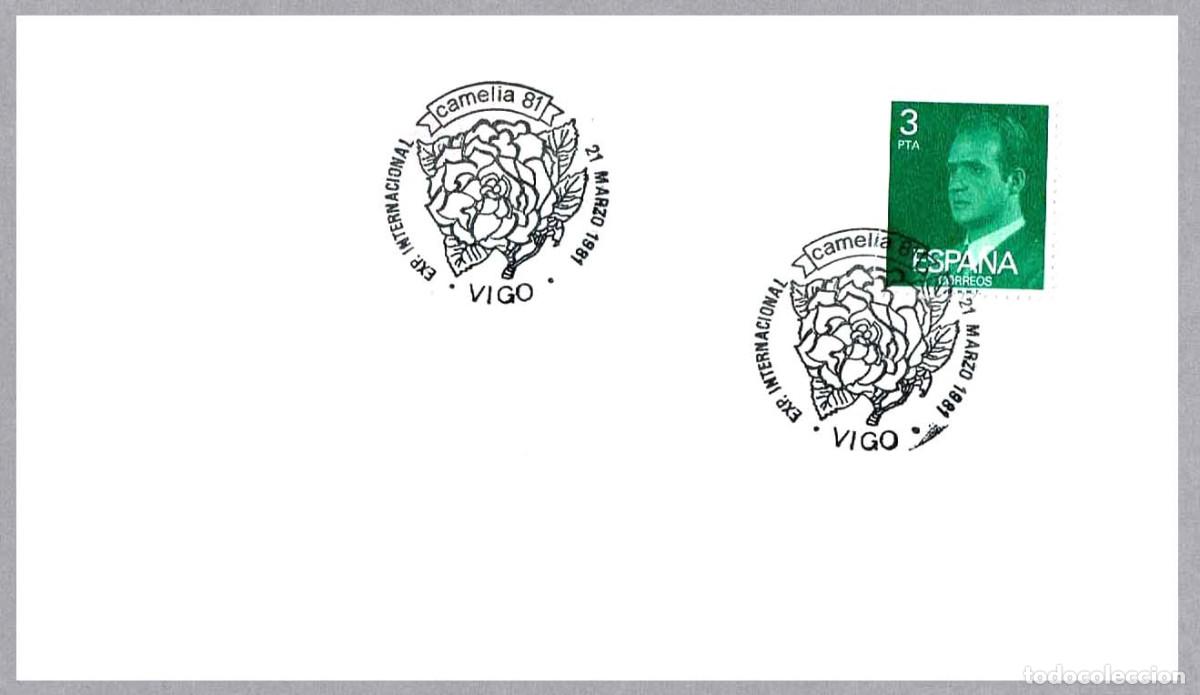 Sellos: Matasellos EXP. INTERNACIONAL CAMELIA 81. Vigo, Pontevedra, Galicia, 1981