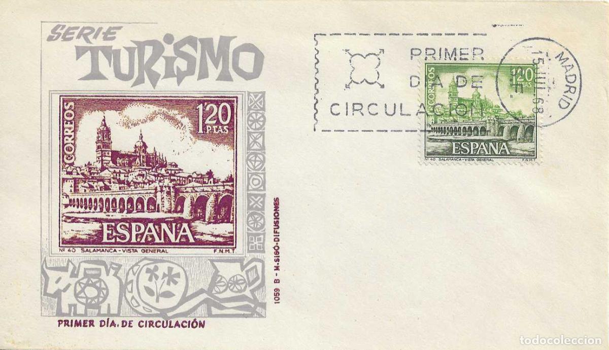 Sellos: VISTA GENERAL DE SALAMANCA SERIE TURISTICA 1968 (EDIFIL 1876) EN SOBRE PRIMER DIA SIN CIRCULAR DE MS