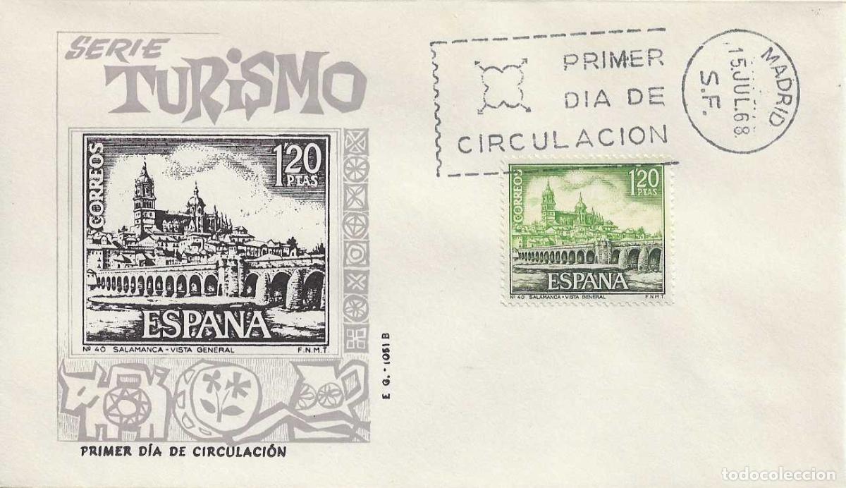 Sellos: VISTA GENERAL DE SALAMANCA SERIE TURISTICA 1968 (EDIFIL 1876) EN SOBRE PRIMER DIA DE EG RARO ASI