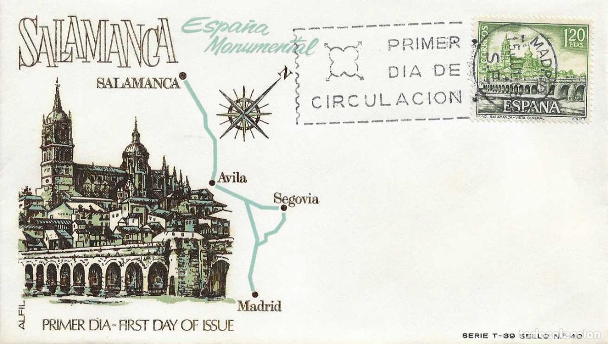 Sellos: VISTA GENERAL DE SALAMANCA SERIE TURISTICA 1968 (EDIFIL 1876) EN SPD SIN CIRCULAR DE ALFIL XZX