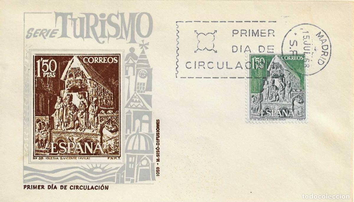 Sellos: IGLESIA DE SAN VICENTE EN AVILA SERIE TURISTICA 1968 (EDIFIL 1877) EN SPD SIN CIRCULAR MS RARO ASI