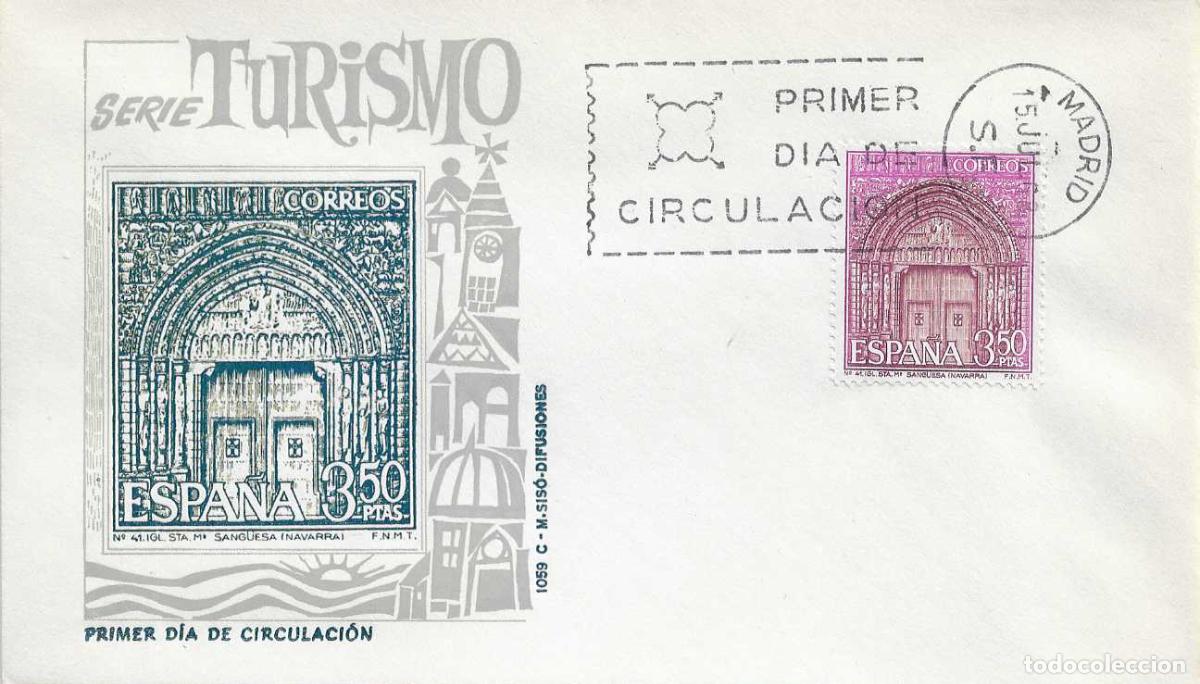 Sellos: IGLESIA DE SANTA MARIA SANG&Uuml;ESA NAVARRA SERIE TURISTICA 1968 (EDIFIL 1879) SPD SIN CIRCULAR MS RARO
