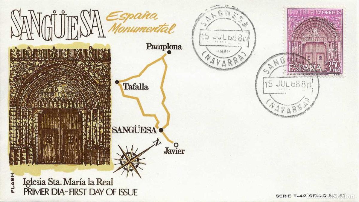 Sellos: IGLESIA DE SANTA MARIA SERIE TURISTICA 1968 (EDIFIL 1879) SPD FLASH MATASELLOS SANG&Uuml;ESA NAVARRA RARO