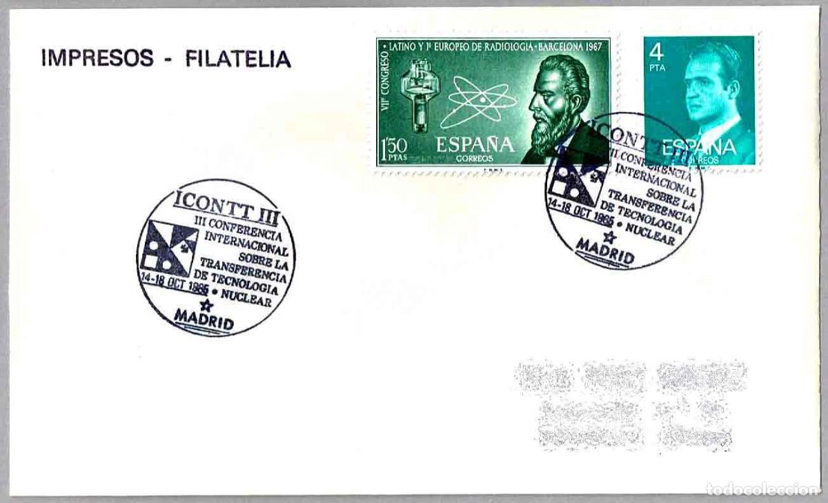 Sellos: Matasellos III CONF. INT. SOBRE TRANSFERENCIA DE TECNOLOGIA NUCLEAR. Madrid 1985