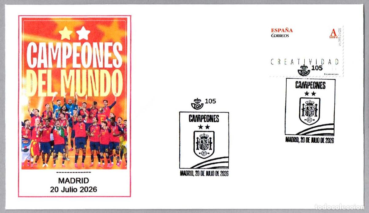 Sellos: Matasellos CAMPEONES DEL MUNDO - FUTBOL. Madrid 2026