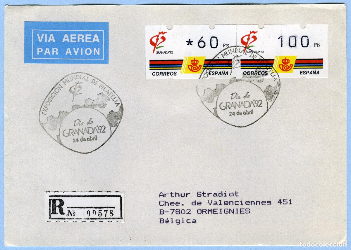 Sellos: ESPA&Ntilde;A 1992 &middot; ATM KL&Uuml;SSENDORF GRANADA'92 60+100p MAT ESPECIAL 24-ABRIL PRIMER DIA CERTIFICADO #G0081