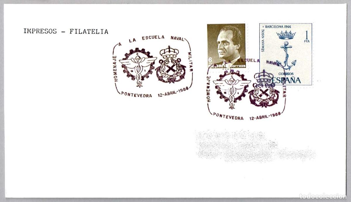 Sellos: Matasellos HOMENAJE A LA ESCUELA NAVAL MILITAR de MARIN. Pontevedra, Galicia, 1988