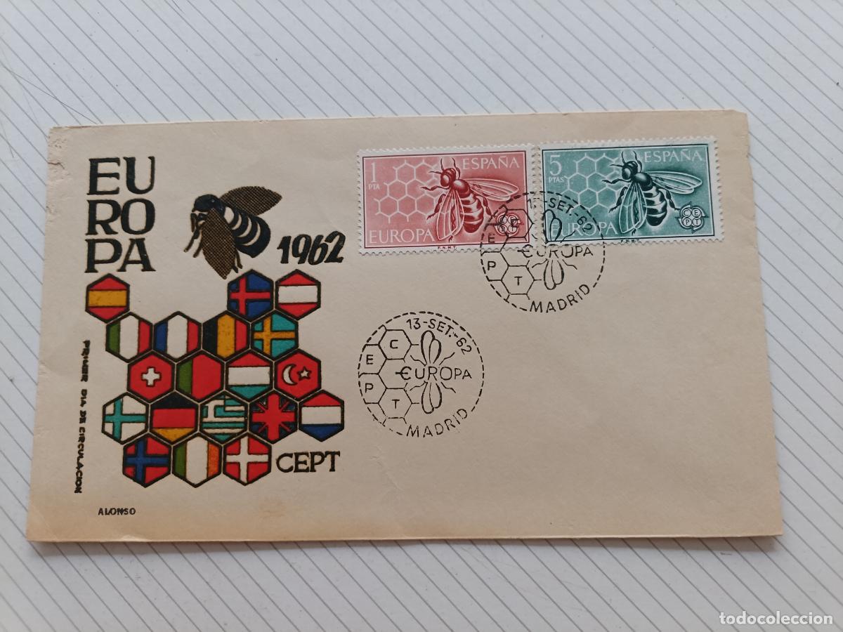 Sellos: EDIFIL 1448/9, EUROPA CEPT 1962, SOBRE PRIMER DIA DE 13-9-1962
