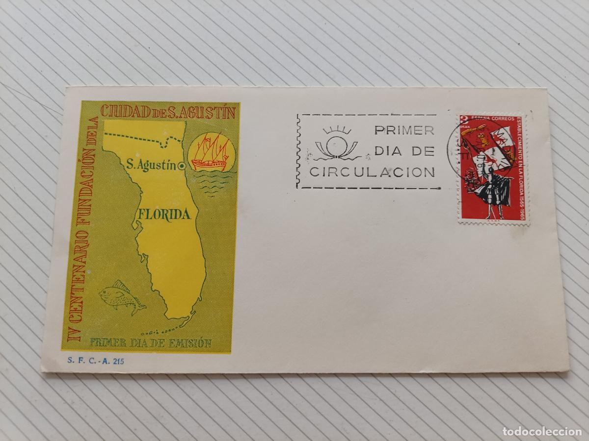 Sellos: ESPA&Ntilde;A EDIFIL 1674 SOBRE DE PRIMER D&Iacute;A 1965 SAN AGUST&Iacute;N DE FLORIDA