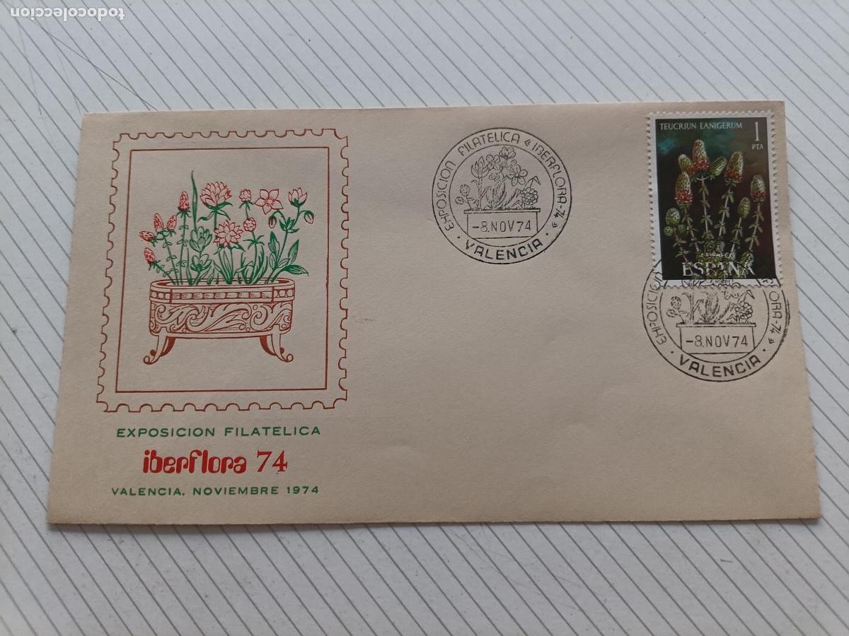 Sellos: IBERFLORA 1974, VALENCIA, PRIMER DIA
