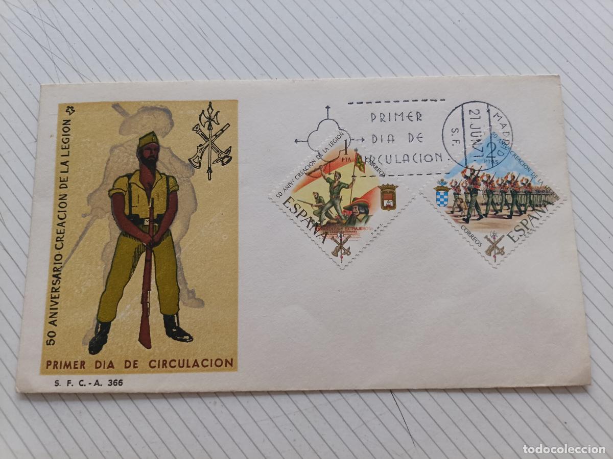 Sellos: Sobre primer d&iacute;a cincuentenario de la Legi&oacute;n - Foto 1