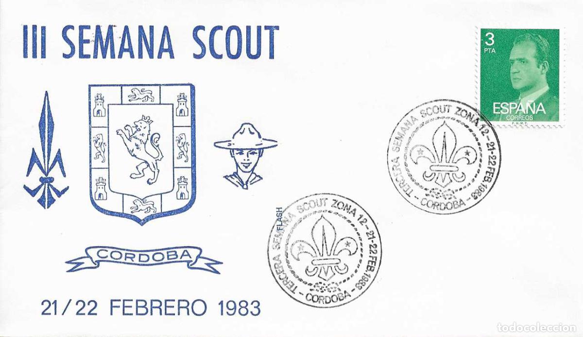 Sellos: SCOUTS III SEMANA SCOUT, CORDOBA 1983. MATASELLOS EN SOBRE DE FLASH BONITO Y RARO ASI