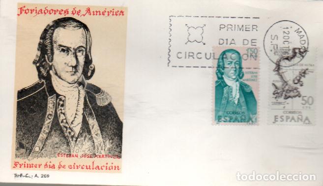Sellos: EIFIL N&ordm; 1820- 3, FORJADORES DE AERICA, MAPA Y ESTEBAN JOSE MARTINEZ, PRIMER DIA DE 12-10-1967 SFC