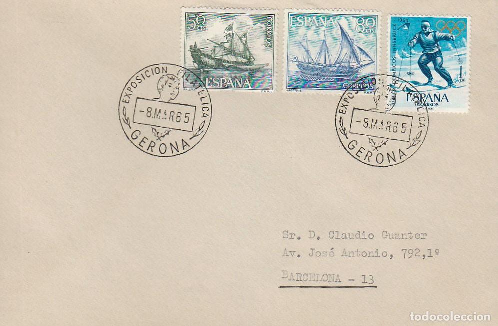 Sellos: A&ntilde;o 1965, GERONA, exposicion filatelica infantil , sobre de Alfil circulado