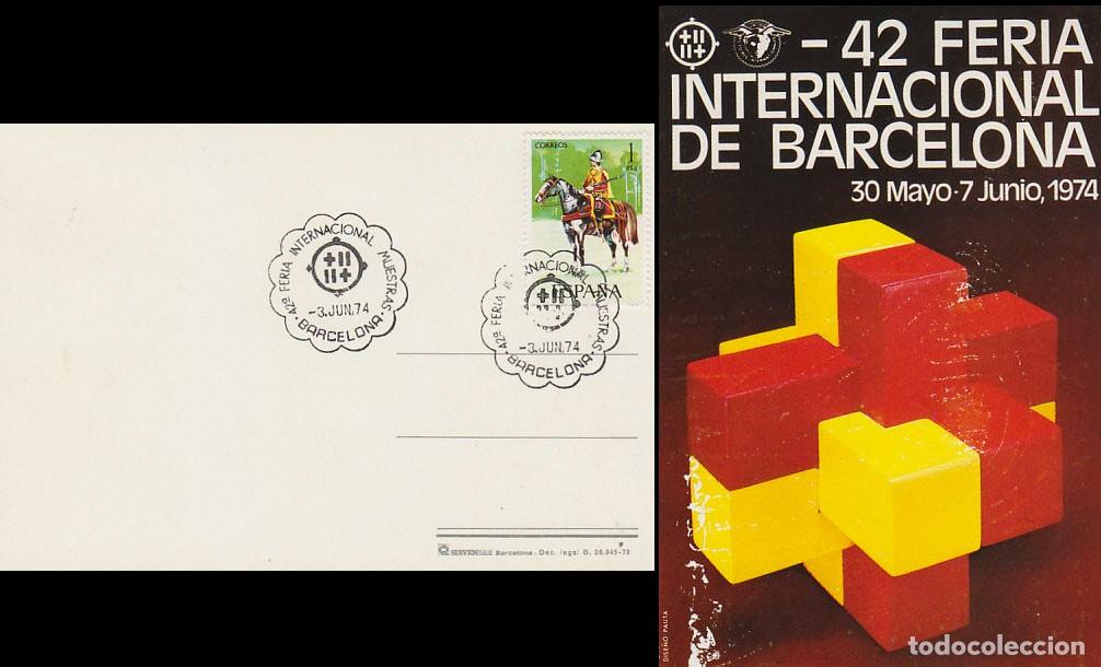Sellos: A&Ntilde;O 1974, BARCELONA, FERIA DE MUESTRAS, EN TARJETA DE LA FERIA