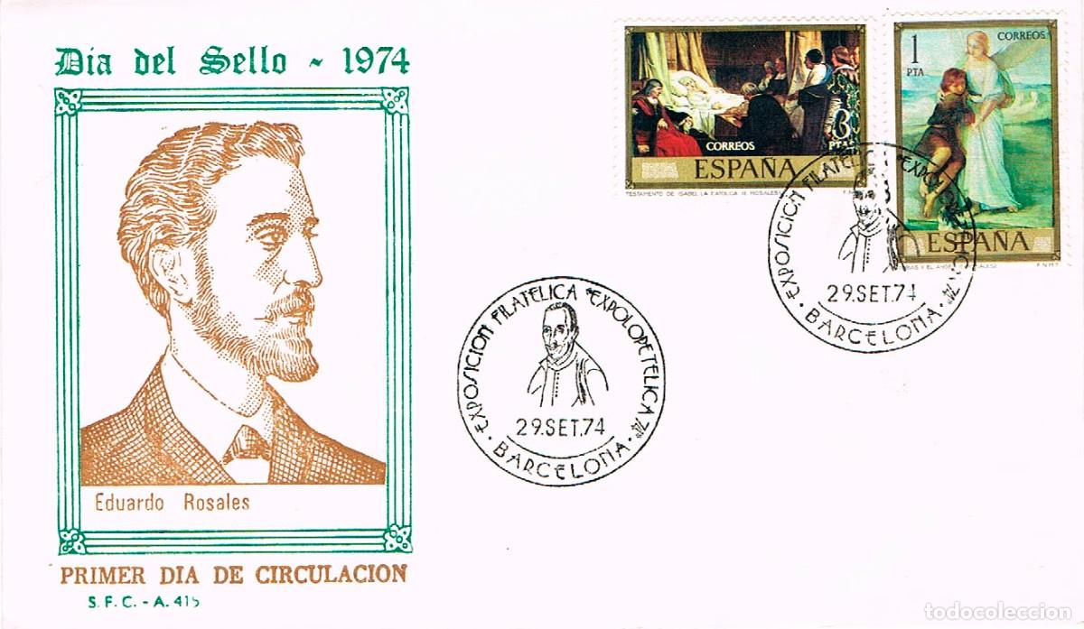 Sellos: A&Ntilde;O 1974, BARCELONA, LOPE DE VEGA, SOBRE DEL SFC. ES PRIMER DIA DE CIRCULACION DE LOS SELLOS