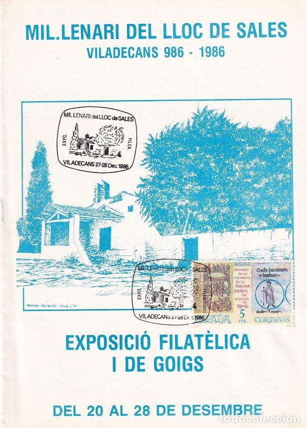 Sellos: Mil&middot;lenari del Lloc de Sales Viladecans 986-1986 - Exposici&oacute; filat&egrave;lica i de goigs / Matasellos