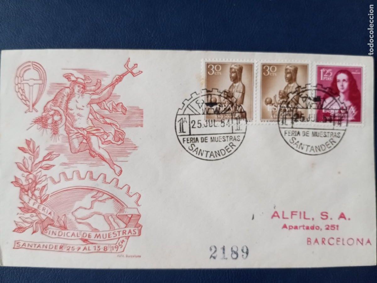 Sellos: ESPA&Ntilde;A 1954, I FERIA DE MUESTRAS DE SANTANDER