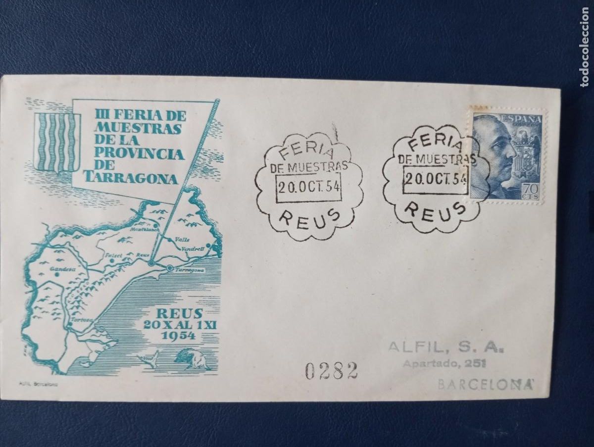 Sellos: ESPA&Ntilde;A 1954, I II FERIA DE MUESTRAS DE TARRAGONA, REUS