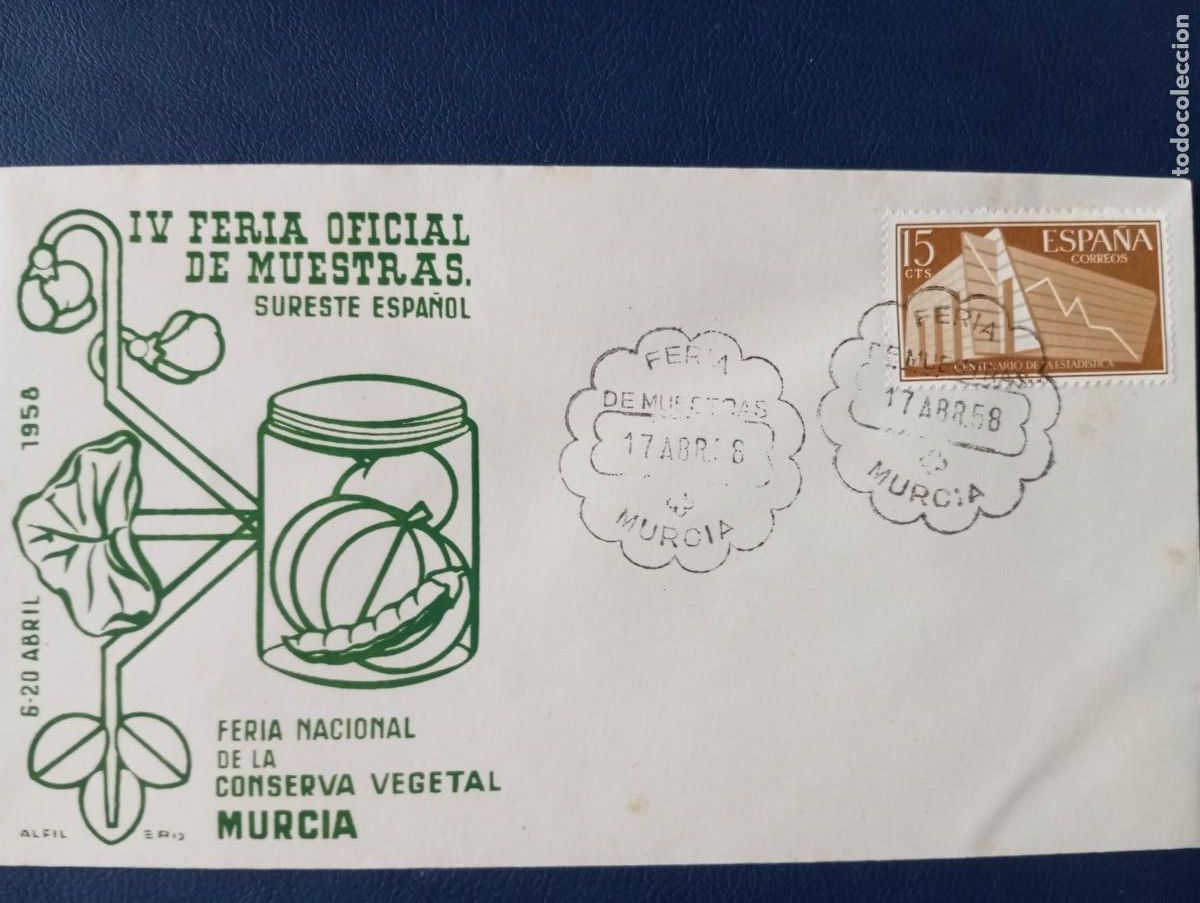 Sellos: ESPA&Ntilde;A 1958, IV FERIA DE MUESTRAS DEL SURESTE, FERIA DE LA CONSERVA DE MURCIA