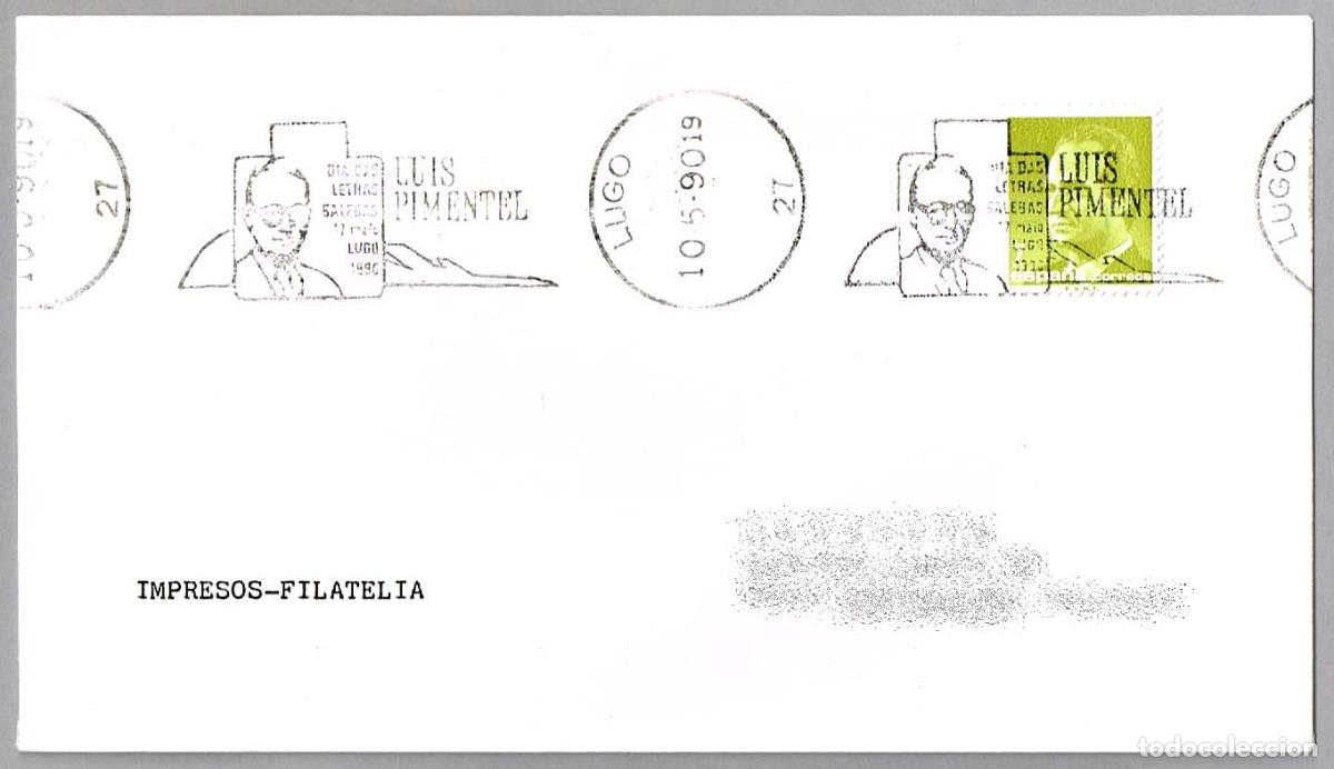 Sellos: Matasellos rodillo DIA DAS LETRAS GALEGAS - LUIS PIMENTEL. Lugo, Galicia, 1990