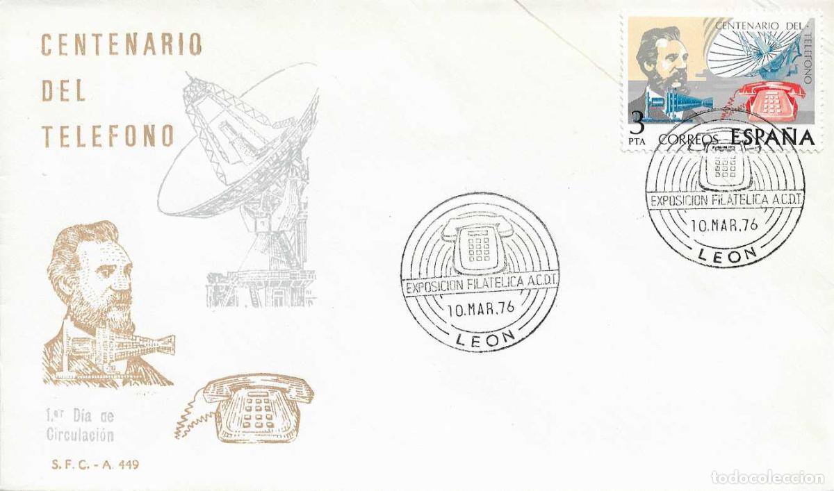 Sellos: GRAHAM BELL CENTENARIO DEL TELEFONO 1976 (EDIFIL 2311) SPD SFC MATASELLOS ACDT TELEFONICA LEON RARO