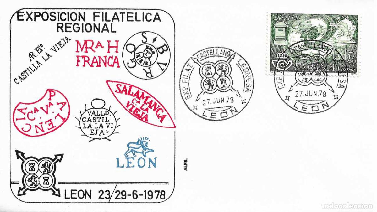 Sellos: EXPOSICION REGIONAL CASTELLANO LEONESA, LEON 27 JUNIO 1978. MATASELLOS EN SOBRE DE ALFIL RARO ASI