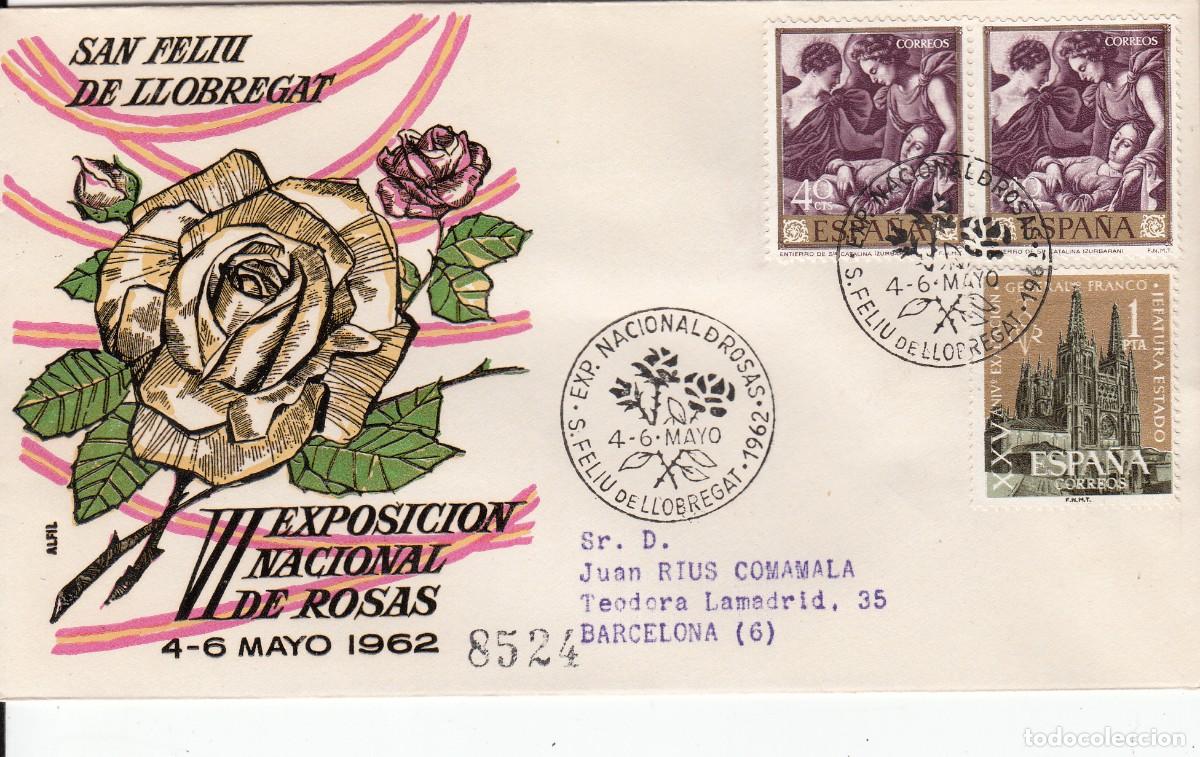 Sellos: MATASELLOS EXP. NACIONAL DE ROSAS - SANT FELIU DE LLOBREGAT - 1962