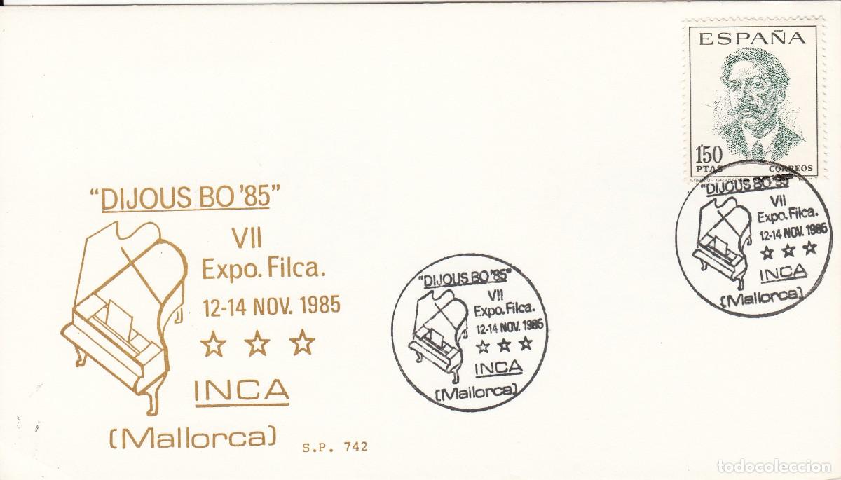 Sellos: MATASELLOS EXP. FILAT&Eacute;LICA DIJOUS BO - INCA - 1985