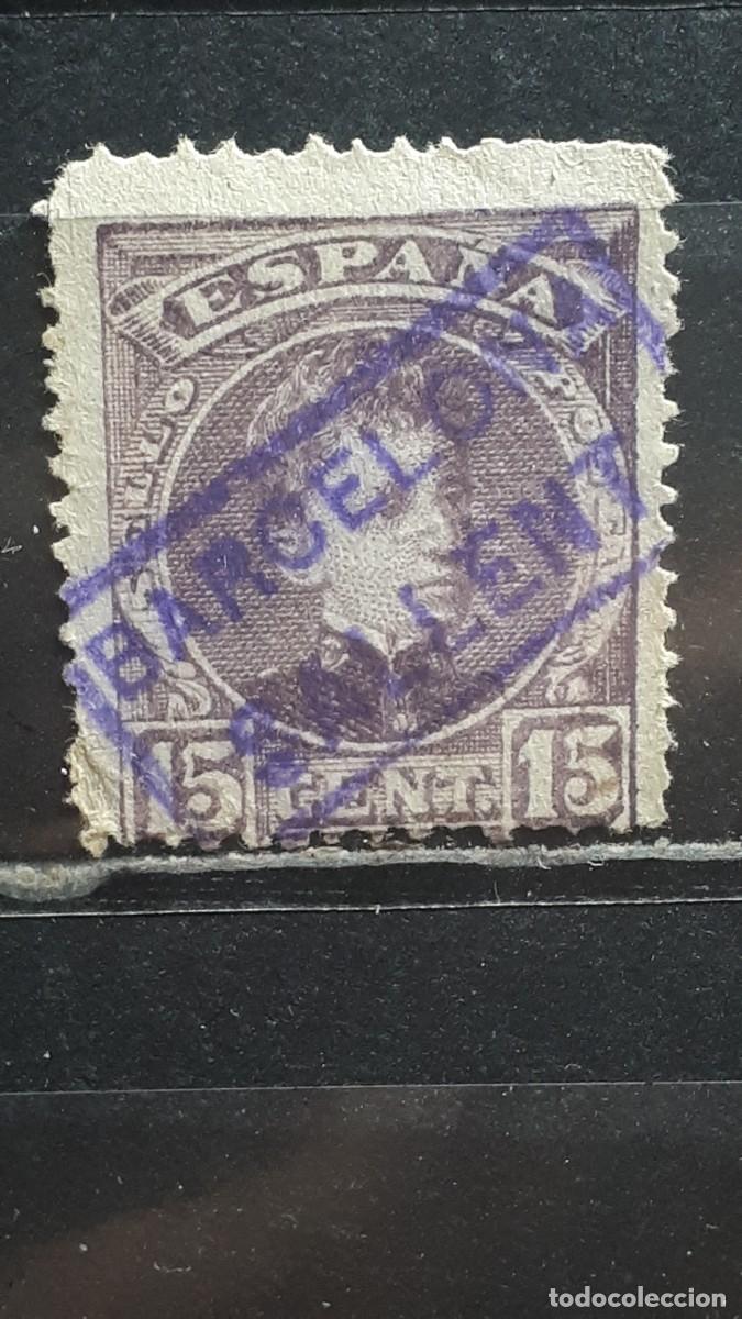 Sellos: ESPA&Ntilde;A. MATASELLOS DE CARTERIA BARCELONA-SALLENT. A&Ntilde;O 1901. EDIFIL 246