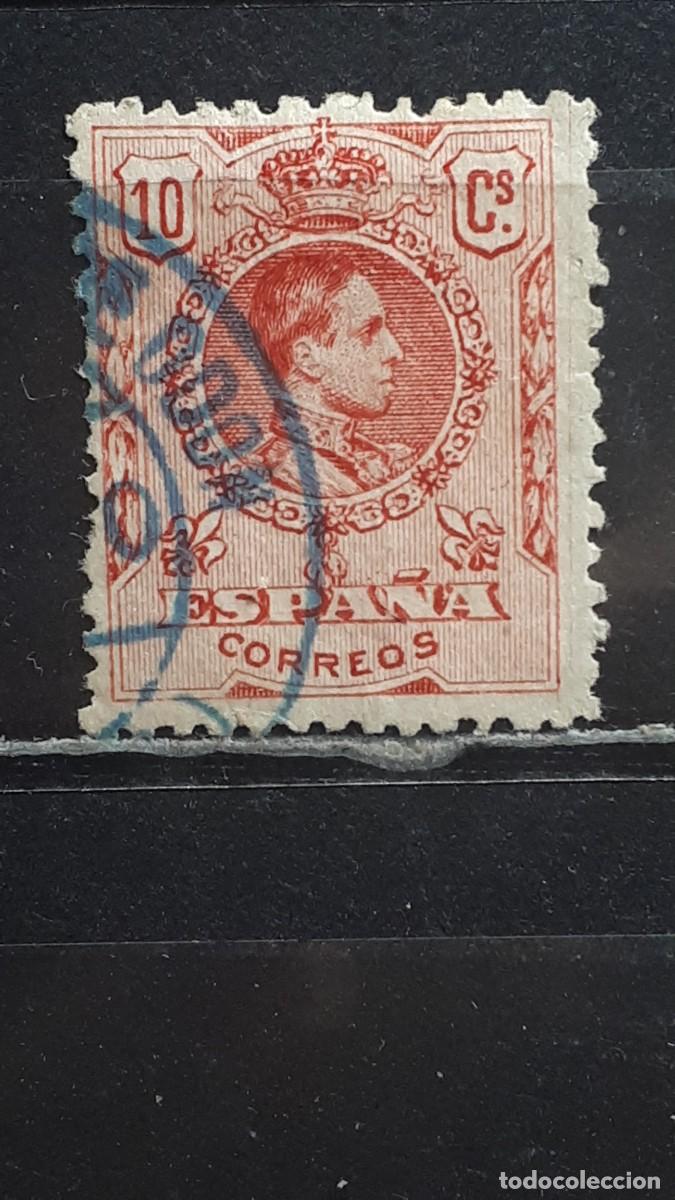 Francobolli: ESPA&Ntilde;A. Matasello FECHADOR circular en azul. A&Ntilde;O 1909. Edifil 269