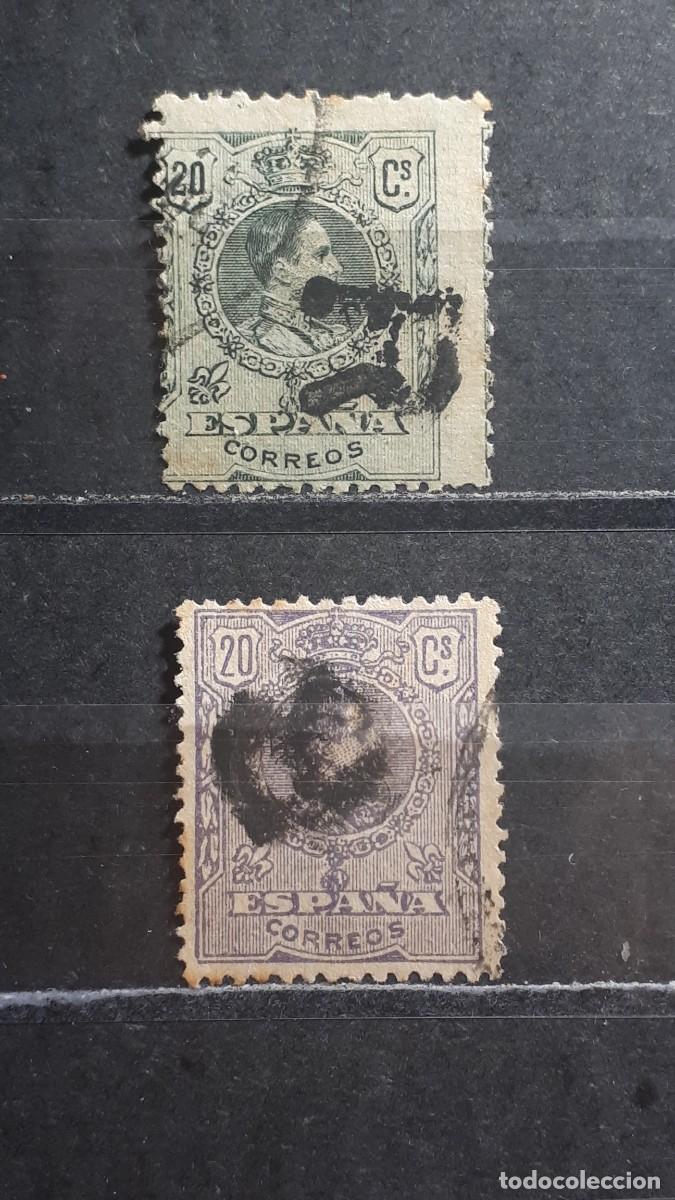 Sellos: ESPA&Ntilde;A. Matasellos certificado recomendado.. A&Ntilde;O 1909. Edifil 272/3