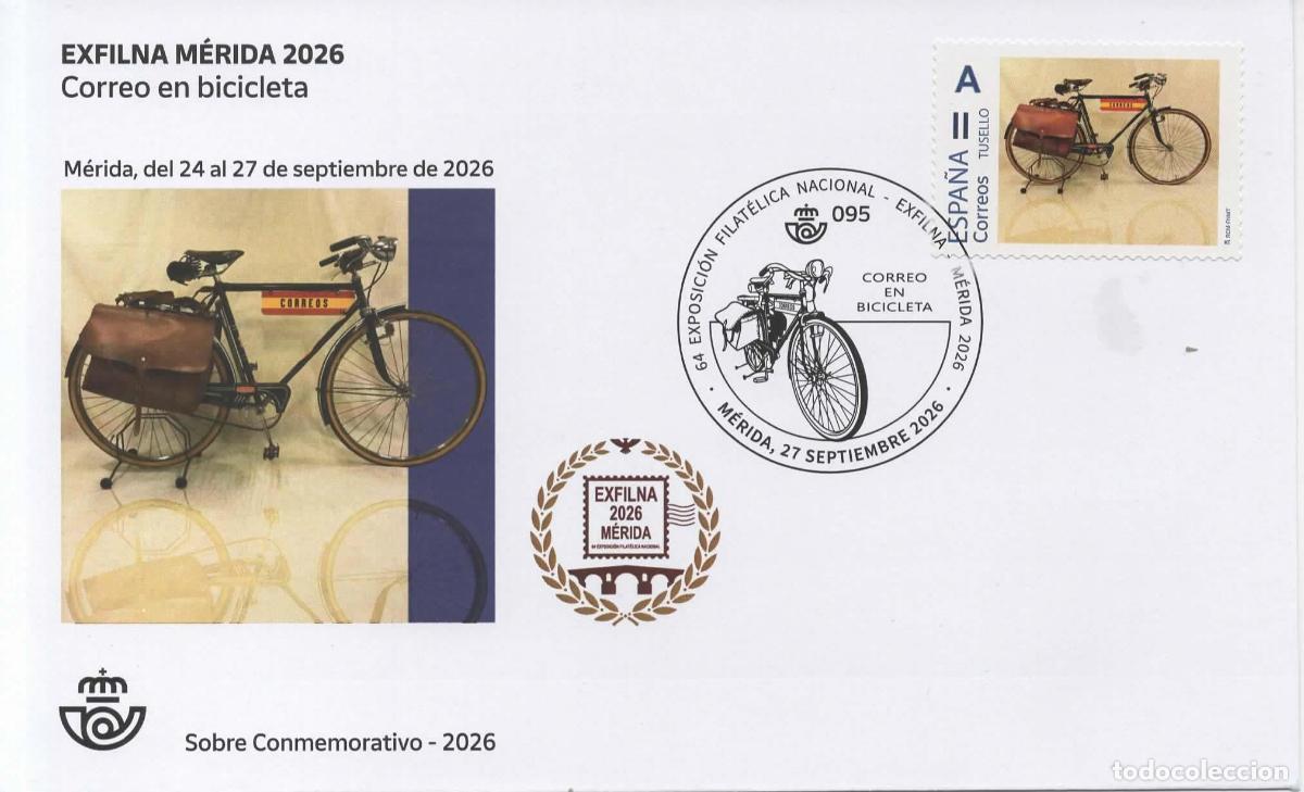 Sellos: MERIDA BADAJOZ MAT Y TUSELLO CORREO EN BICICLETA CYCLING BICYCLE