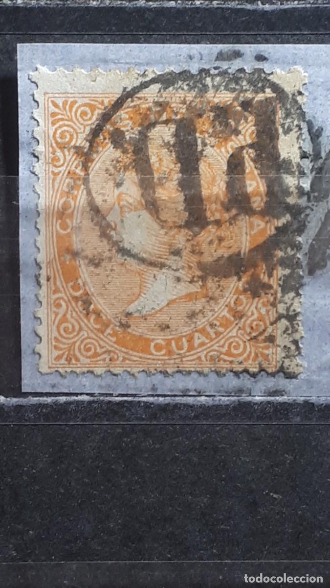 Sellos: ESPA&Ntilde;A. A&Ntilde;O 1867. &deg;. MATASELLO P.D. PORTES PAGADOS INTERNACIONAL. Edifil 89