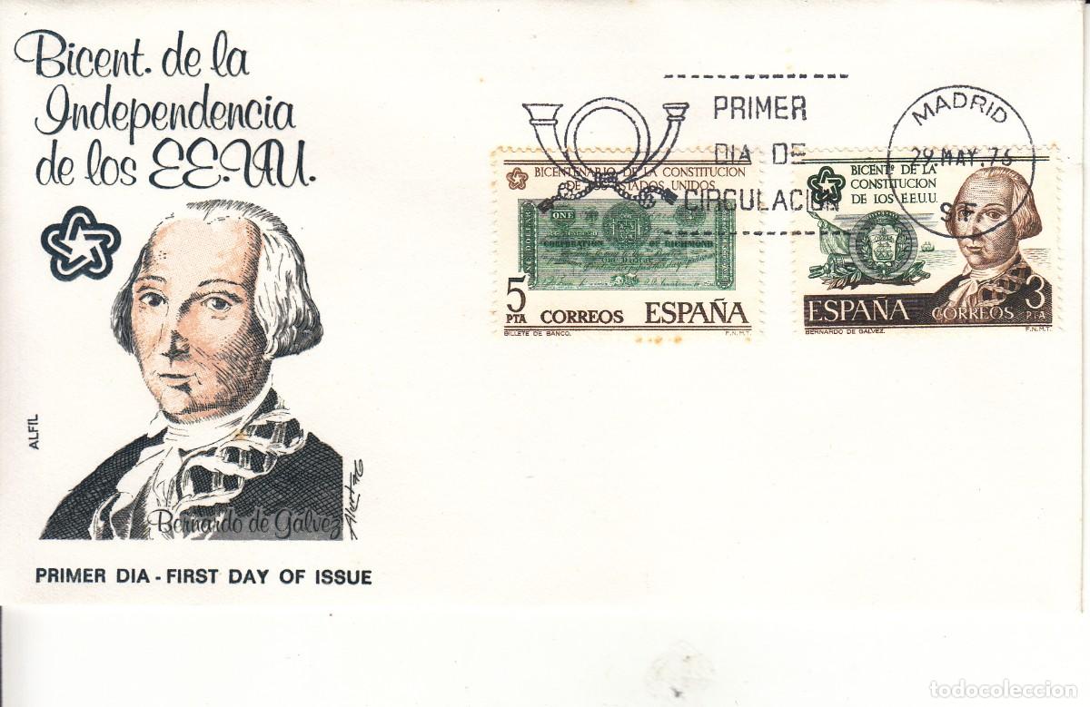Sellos: SOBRE: 1976 MADRID. BICENTENARIO DE LA INDEPENDENCIA DE LOS EEUU.