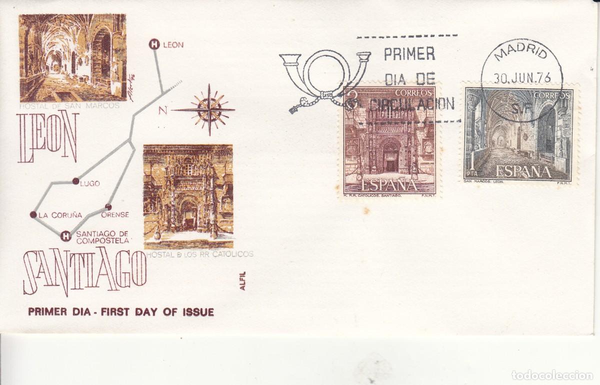 Sellos: SOBRE: 1976 MADRID. LEON - SANTIAGO