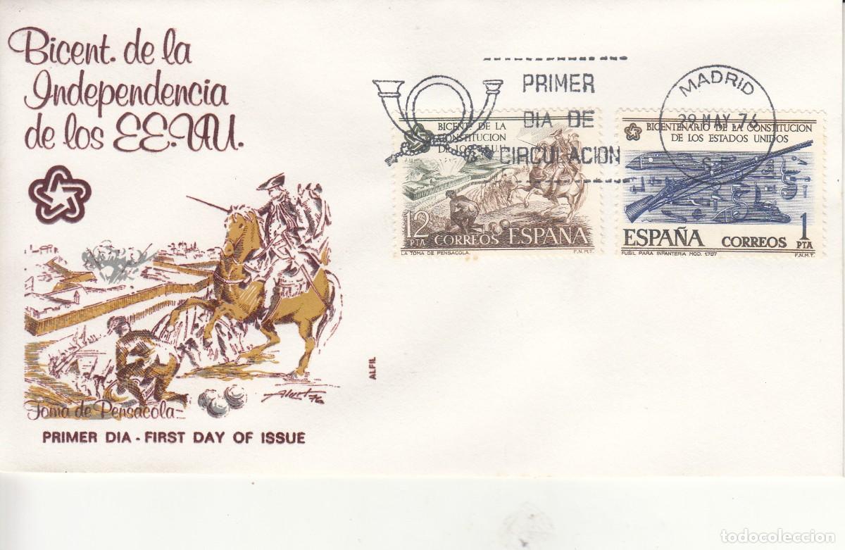 Sellos: SOBRE: 1976 MADRID. BICENTENARIO DE LA INDEPENDENCIA DE LOS EEUU.
